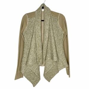 PRANA / Demure open front oatmeal tan cozy waterfall cardigan / M